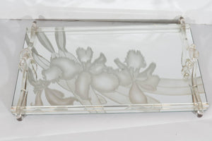Etched Glass Tray with Lucite Handles by Dorothy Thorpe (6719592104093)