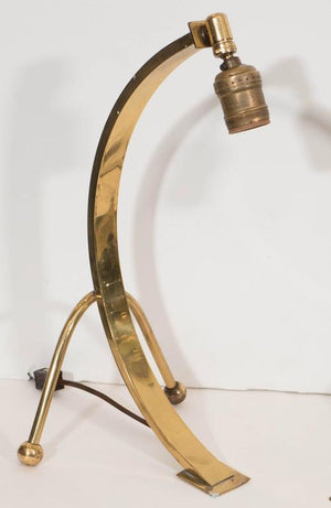 Mid-century Pair of Brass Arc Table Lamps (6719583584413)