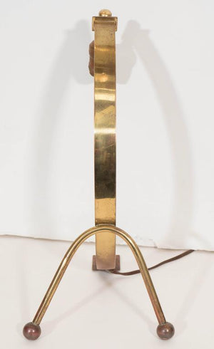 Mid-century Pair of Brass Arc Table Lamps (6719583584413)