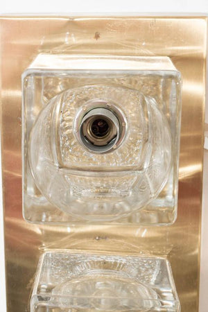 German Circa 1970's Glass Cube Wall Sconce on Brass by Peill & Putzler (6719582142621)