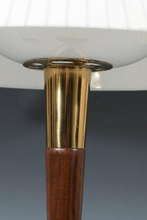 Lightolier Italian Lamp with Tapered Stem in Brass and Wood (6719610683549)