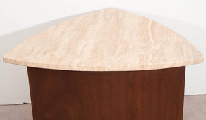 Wedge Accent Table in Walnut with Italian Travertine Top (6719600033949)