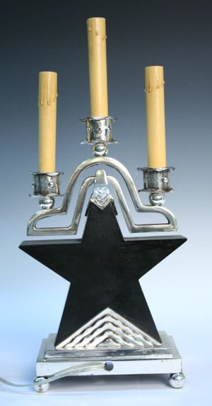 Crest Company Art Deco Nickeled Bronze Star Lamps (6719828295837)