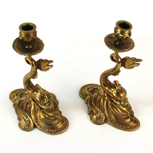 Pair of Brass Dolphin Candlestick Holders (6719750078621)