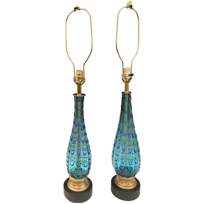 Cenedese Murano Glass Drip Design Table Lamps