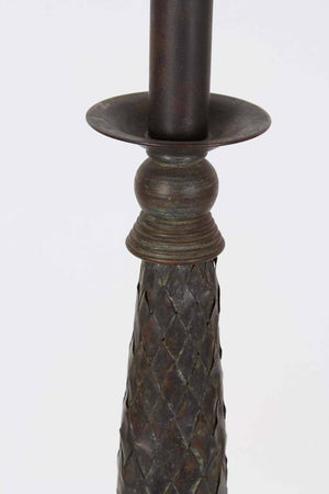 Maitland-Smith Woven Copper Candlestick Lamps, Pair (6719685591197)