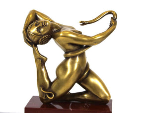Paul Piel French Art Deco Snake Charming Woman Bronze Sculpture (6720015630493)