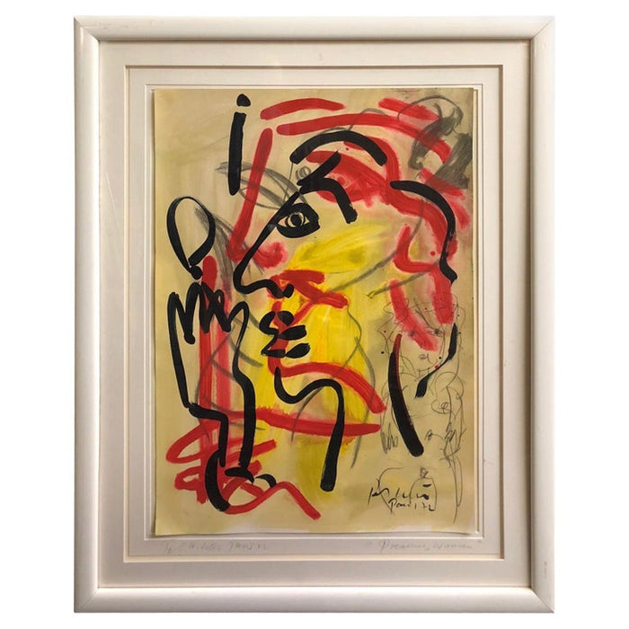 Peter Keil "Dreaming Woman" Abstract Expressionist Oil Painting