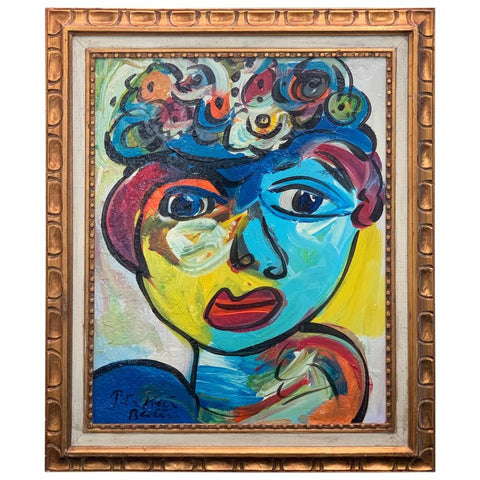 Peter Keil Framed Abstract Expressionist Portrait Painting