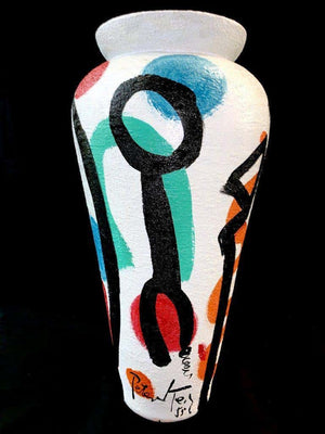 Peter Keil Modern Abstract Expressionist Painted Ceramic Vase (6720009666717)