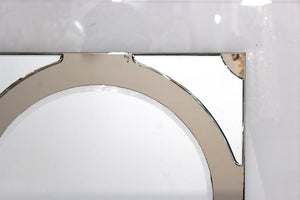 Postmodern Round Mirror on Rectangular Glass Frame (6719891505309)