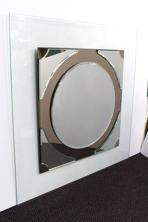 Postmodern Round Mirror on Rectangular Glass Frame (6719891505309)