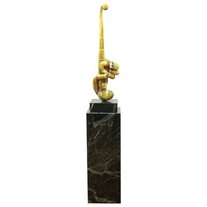Prince Monyo Modern Abstract Carved Marble Sculpture on Marble Pedestal (6719950323869)