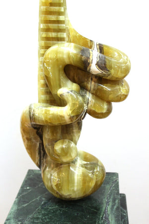 Prince Monyo Modern Abstract Carved Marble Sculpture on Marble Pedestal (6719950323869)