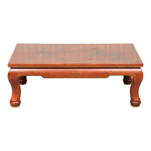 Red Chinoiserie Lacquer Coffee Table
