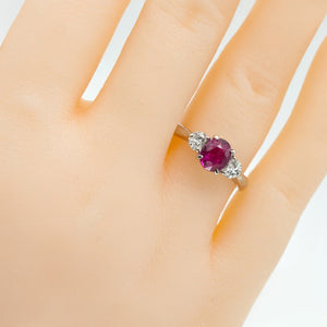 Ring in Platinum with a GIA Certified Natural Burma Ruby and Two Diamonds Full View On (6719957860509)