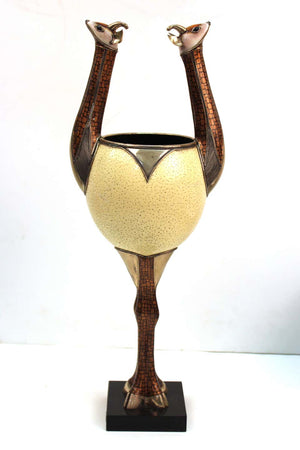 Roberto Estevez Modern Metal and Ostrich Egg Cup with Animal Handles (6719968280733)