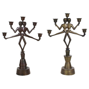 Russian Art Deco Heavy-Cast Bronze Candelabras with Dancing Cossack Acrobats (6719996035229)