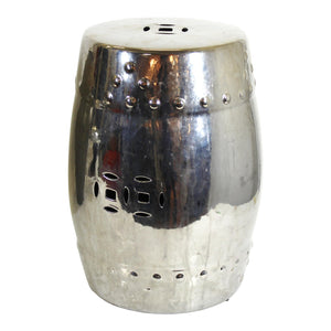 Safavieh Modern Asian Silvered Ceramic Stool (7050467016861)