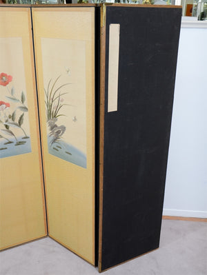 Art Deco Era Six-Panel Screen with Embroidered Floral Motif (6719677202589)