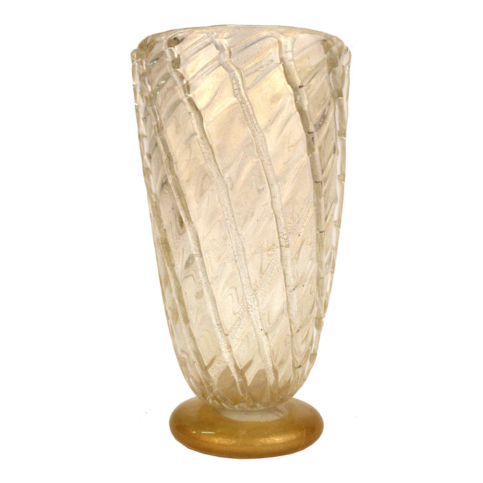 Seguso 24K Gold and Clear Murano Glass Vase