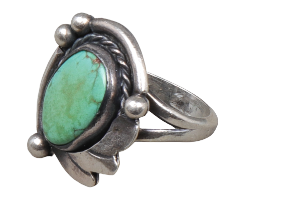 Gold and Turquoise Inlay Ring - Southwest Indian Foundation - 2710