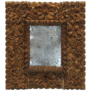 Spanish Colonial Baroque Deeply Carved Relief Mirror or Picture Frame (6719976931485)