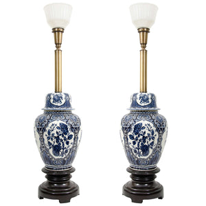 Mid-Century Pair of Asian Inspired Ginger Jar Table Lamps (6719831179421)