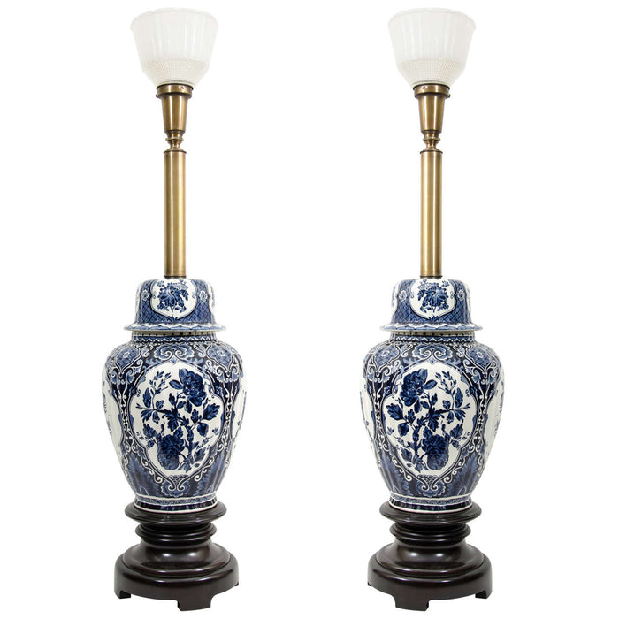 Mid-Century Pair of Asian Inspired Ginger Jar Table Lamps
