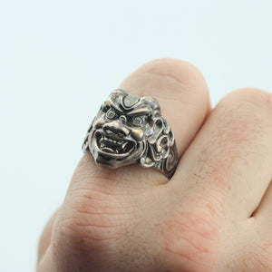 Stephen Webster Men's Ring with Japanese Warrior Design in Sterling Silver side (6719882264733)