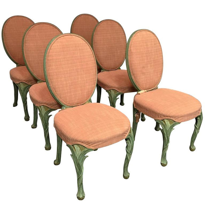 Serge Roche Style Frond Chairs, Suite of Six