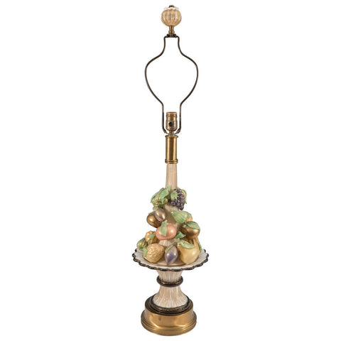 Italian Hollywood Regency Barovier & Toso Murano Glass Fruits Table Lamp