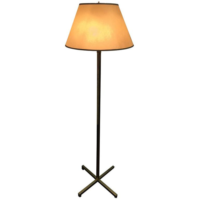 T.H. Robsjohn-Gibbings Modern X-Base Brass Floor Lamp