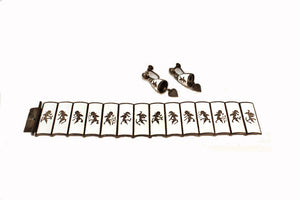 Thai Enamel Sterling Silver Bracelet and Earring Set (6719753781405)