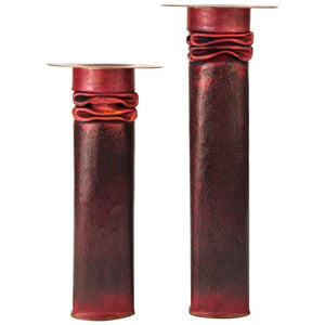 Thomas Roy Markusen American Modernist Candleholders in Red Patina (6719887474845)