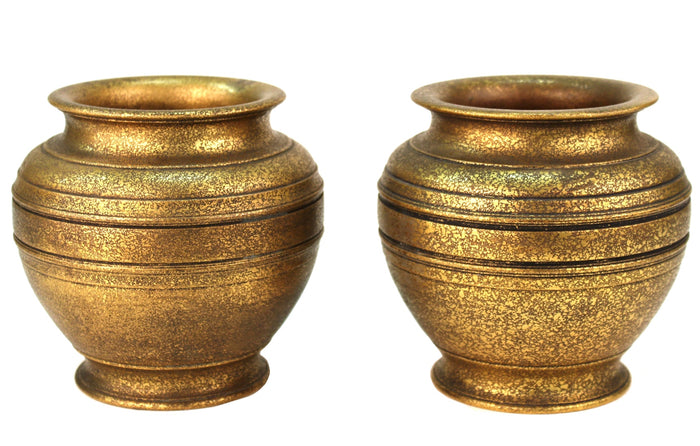 Tiffany Studios New York Gilded Age Heavy Gilt Bronze Urns