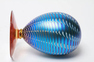 Tiffany Style Iridescent Pulled-Feather Art Glass Egg (6719911723165)