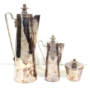 Tommy Parzinger for Dorlyn Silversmiths Modernist Silver Plate Coffee Set (6719996100765)