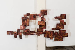 Brutalist Geometric Abstract Copper Wall Sculpture, Manner of Curtis Jere (6719609471133)