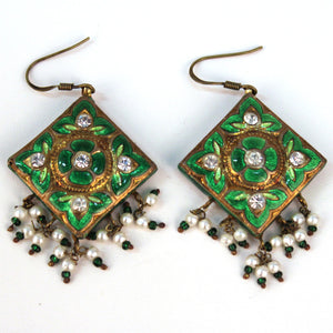 Victorian Earrings in Gold Foil and Enamel With Paste (6719742443677)