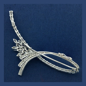 Vintage Brooch in Platinum with Diamonds Back View  (6719958253725)