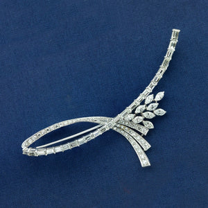 Vintage Brooch in Platinum with Diamonds Full View (6719958253725)