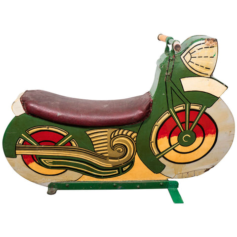Folk Art Amusement Park Motorcycle in Wood
