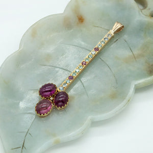 Vintage Pendant in Gold with Pink Tourmaline Front View (6719959728285)
