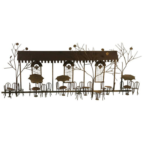 Curtis Jere Mid-Century Modern Wall Sculpture of an Outdoor Cafe