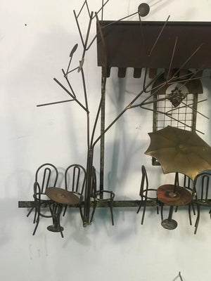 Curtis Jere Mid-Century Modern Wall Sculpture of an Outdoor Cafe (6719805161629)
