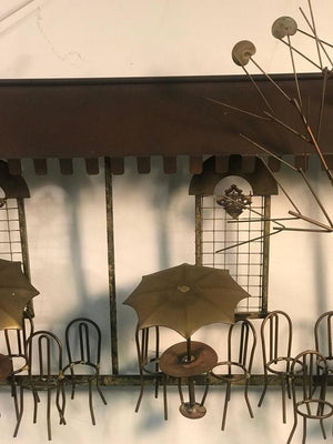 Curtis Jere Mid-Century Modern Wall Sculpture of an Outdoor Cafe (6719805161629)