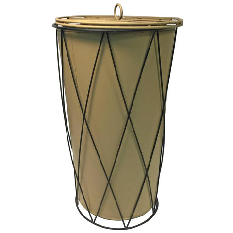 Mid-Century Modern Lidded Wire Basket or Umbrella Stand