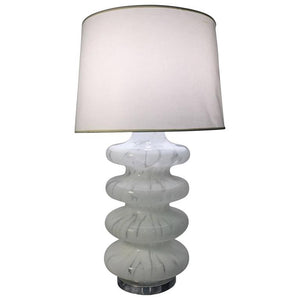 Barovier & Toso Italian Mid-Century Modern White and Clear Murano Glass Table Lamp (6719989907613)