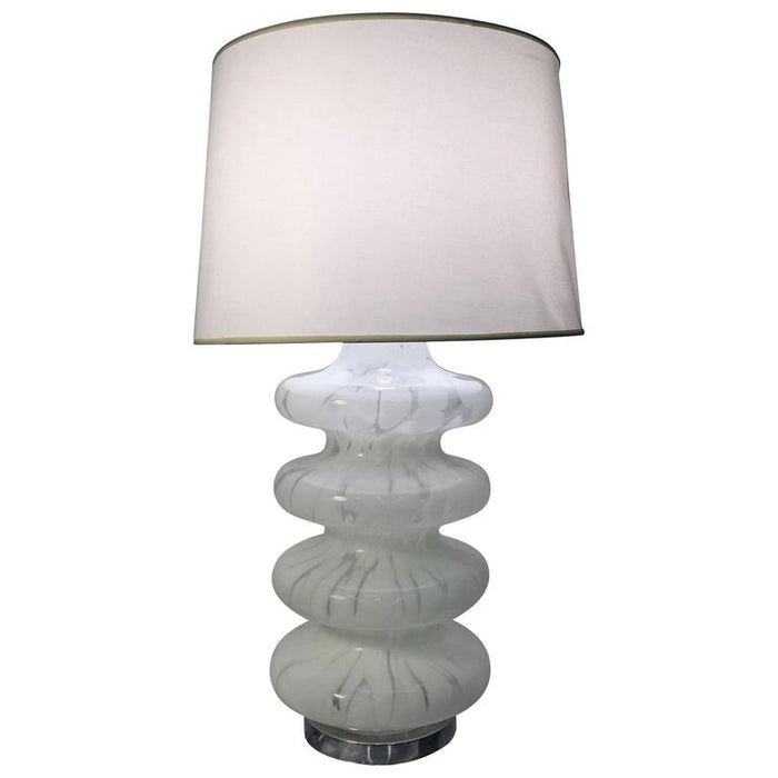 Barovier & Toso Italian Mid-Century Modern White and Clear Murano Glass Table Lamp